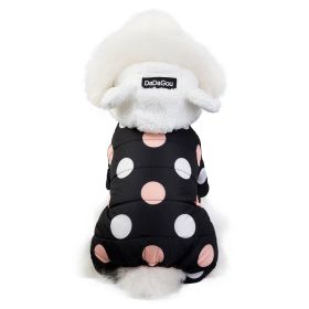 Warm big polka dot four-leg cotton coat (Option: Black-M)