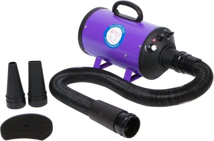 Flying Pig High Velocity Dog Pet Grooming Dryer w/Heater (Model: Flying One, Purple) (Color: Purple)